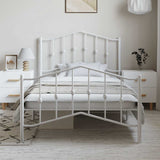 Giroletto con Testiera e Pediera Metallo Bianco 100x190 cm