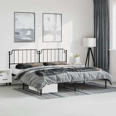 Giroletto con Testiera in Metallo Nero 193x203 cm