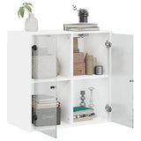 Mobile a Muro con Ante in Vetro Bianco 68x37x68,5 cm