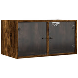 Mobili a Muro con Ante in Vetro 2pz Rovere Fumo 68,5x37x35 cm