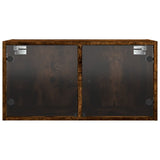 Mobili a Muro con Ante in Vetro 2pz Rovere Fumo 68,5x37x35 cm