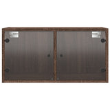 Mobili a Muro con Ante in Vetro 2pz Rovere Marrone 68,5x37x35cm