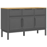 Credenza FLORO Grigia 114x43x74 cm in Legno Massello di Pino
