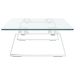 Supporto per Monitor Bianco 60x20x8cm Vetro Temperato e Metallo