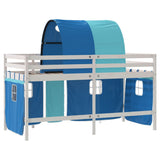 Letto a Soppalco con Tunnel Bambini Blu 90x200cm Massello Pino