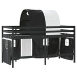 Letto a Soppalco con Tunnel Bambini Bianco e Nero 90x200cm Pino