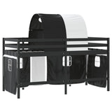Letto a Soppalco con Tunnel Bambini Bianco e Nero 90x200cm Pino