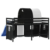 Letto a Soppalco con Tunnel Bambini Bianco e Nero 80x200cm Pino