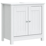 Set Mobili da Bagno 2 pz BERG Bianco in Legno Massello di Pino