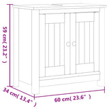 Set Mobili da Bagno 2 pz BERG Nero in Legno Massello di Pino