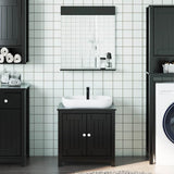 Set Mobili da Bagno 2 pz BERG Nero in Legno Massello di Pino