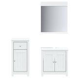 Set Mobili da Bagno 3 pz BERG Bianco in Legno Massello di Pino