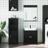 Set Mobili da Bagno 3 pz BERG Nero in Legno Massello di Pino