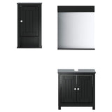 Set Mobili da Bagno 3 pz BERG Nero in Legno Massello di Pino