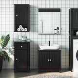 Set Mobili da Bagno 3 pz BERG Nero in Legno Massello di Pino