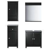 Set Mobili da Bagno 4 pz BERG Nero in Legno Massello di Pino