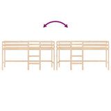 Letto Soppalco con Scala Bambini 90x200 cm Legno Massello Pino