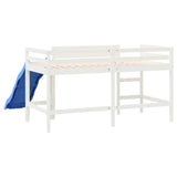 Letto Soppalco Scivolo Bambini Bianco 80x200 cm Massello Pino