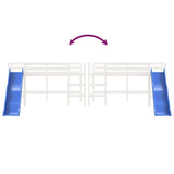 Letto Soppalco Scivolo Bambini Bianco 80x200 cm Massello Pino