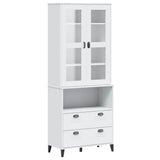 Credenza VIKEN Bianca 80x40x200 cm in Legno Massello di Pino