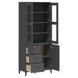 Credenza VIKEN Grigio Antracite 80x40x190cm Legno Massello Pino