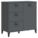 Credenza VIKEN Grigio Antracite 80x40x190cm Legno Massello Pino