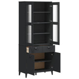 Credenza VIKEN Nera 80x40x190 cm in Legno Massello di Pino