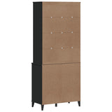 Credenza VIKEN Nera 80x40x190 cm in Legno Massello di Pino