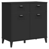 Credenza VIKEN Nera 80x40x190 cm in Legno Massello di Pino