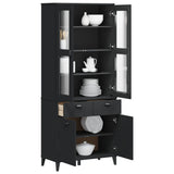 Credenza VIKEN Nera 80x40x190 cm in Legno Massello di Pino