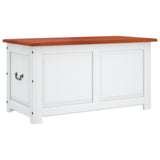Cassapanca con Coperchio Marrone e Bianco Legno Massello Acacia