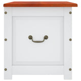 Cassapanca con Coperchio Marrone e Bianco Legno Massello Acacia