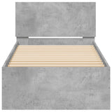 Giroletto con Testiera e LED Grigio Cemento 90x190 cm