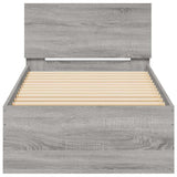 Giroletto con Testiera e LED Grigio Sonoma 90x190 cm