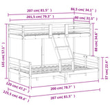 Letto a Castello 80x200/120x200 cm in Legno Massello di Pino