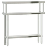 Tavolo Lavoro Cucina con Ripiano 110x30x120 cm Acciaio Inox