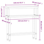 Tavolo Lavoro Cucina con Ripiano 110x30x120 cm Acciaio Inox