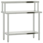 Tavolo Lavoro Cucina con Ripiano 110x55x120 cm Acciaio Inox