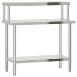 Tavolo Lavoro Cucina con Ripiano 110x55x120 cm Acciaio Inox