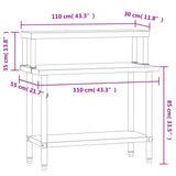 Tavolo Lavoro Cucina con Ripiano 110x55x120 cm Acciaio Inox