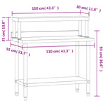 Tavolo Lavoro Cucina con Ripiano 110x55x120 cm Acciaio Inox