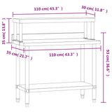 Tavolo Lavoro Cucina con Ripiano 110x55x120 cm Acciaio Inox