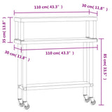 Tavolo Lavoro Cucina con Ripiano 110x30x120 cm Acciaio Inox