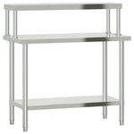 Tavolo Lavoro Cucina con Ripiano 110x55x120 cm Acciaio Inox
