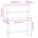 Tavolo Lavoro Cucina con Ripiano 110x30x150 cm Acciaio Inox