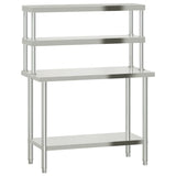 Tavolo Lavoro Cucina con Ripiano 110x55x150 cm Acciaio Inox
