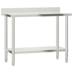 Tavolo Lavoro Cucina con Ripiano 110x55x150 cm Acciaio Inox