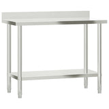 Tavolo Lavoro Cucina con Ripiano 110x55x150 cm Acciaio Inox