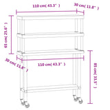 Tavolo Lavoro Cucina con Ripiano 110x30x150 cm Acciaio Inox