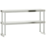 Tavolo Lavoro Cucina con Ripiano 110x55x150 cm Acciaio Inox